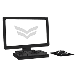 Graphic of a desktop computer and mouse